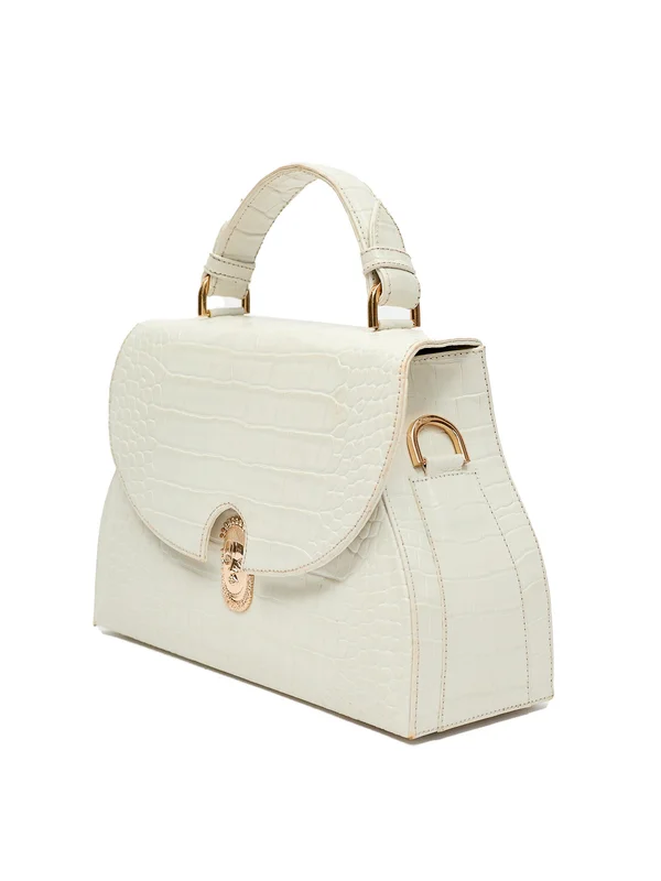 White Croc Embossed Leather - View 3