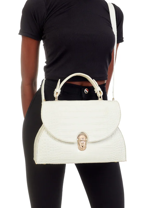 White Croc Embossed Leather - View 9